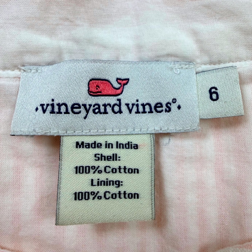 Vineyard Vines Seersucker Dress Womens 6 Pink Excellent Scalloped Hem 2Q010846 - Picture 5 of 9